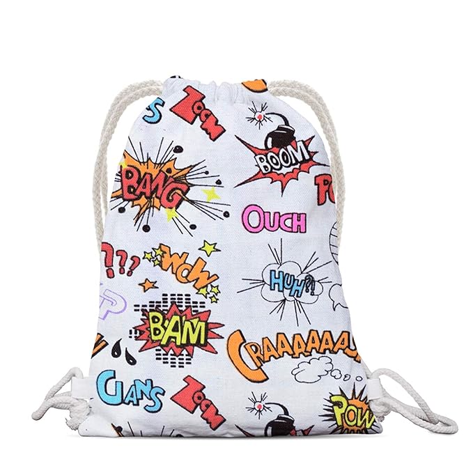 Printed Canvas Drawstring Bag