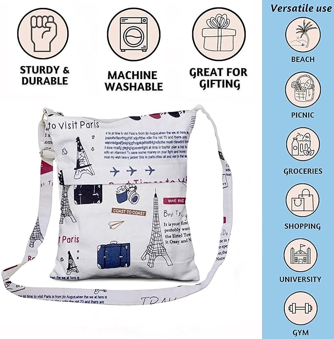 Printed Cotton Canvas Cross-body Sling Bag