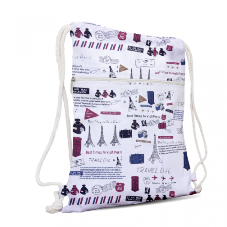 Printed Canvas Drawstring Bag